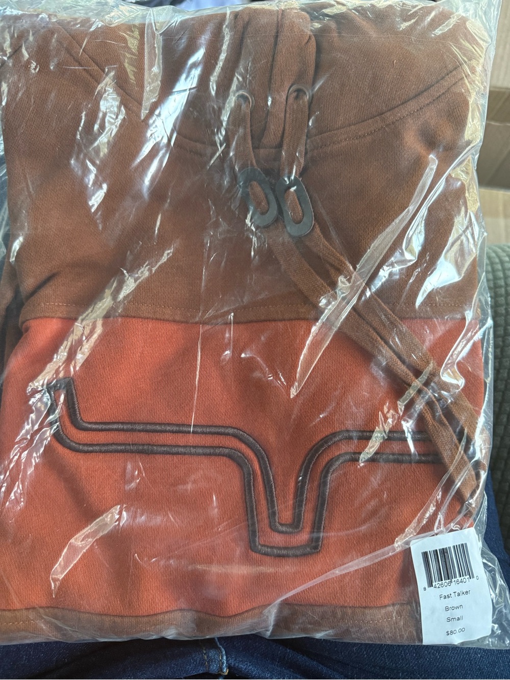 NWT Kimes Ranch Men's Small Brown Two-Tone Fast Talker Drawstring Hoodie
